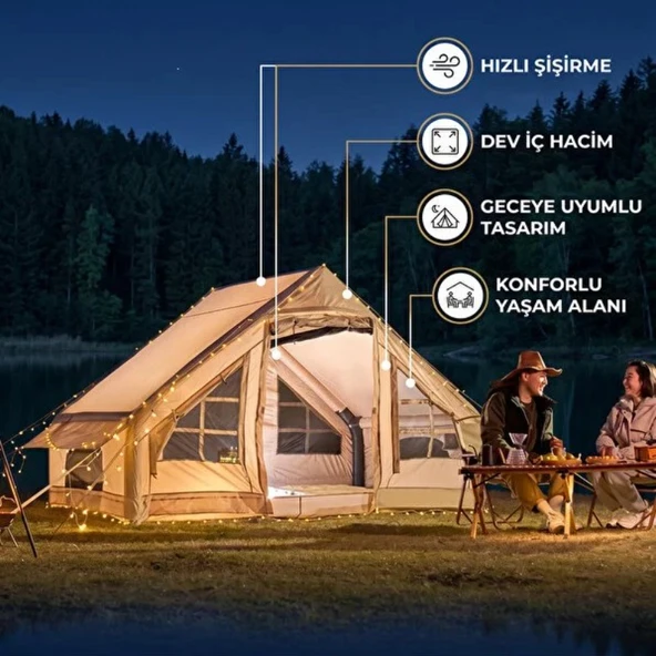 6 Kişilik Şişme Kamp Çadırı - 4 Mevsim - Dev İç Hacim ürün görseli 1