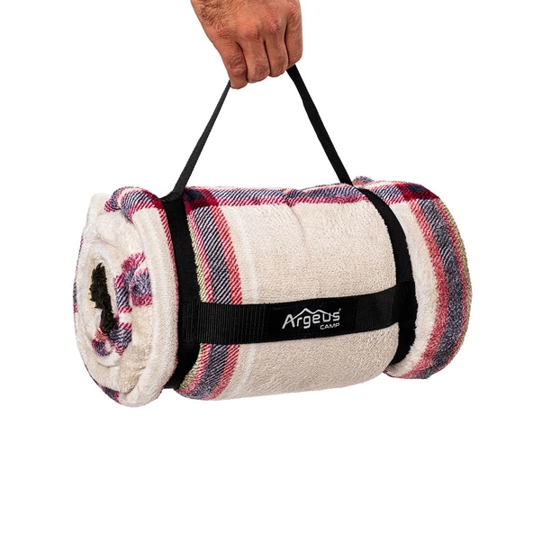 Peluş Polar Kamp Battaniyesi - Mavi Ekose ürün görseli 1