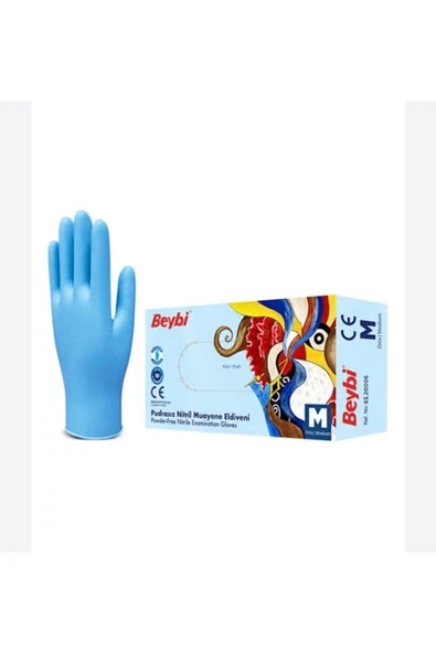 BEYBİ NİTRİL MAVİ PUDRASIZ ELDİVEN MEDİUM 100'LÜ ürün görseli 1