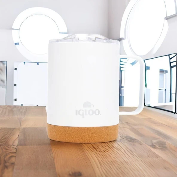 Çelik Mug Termos - Igloo - Cork - 350ml - Beyaz - 205696 - Resim 7