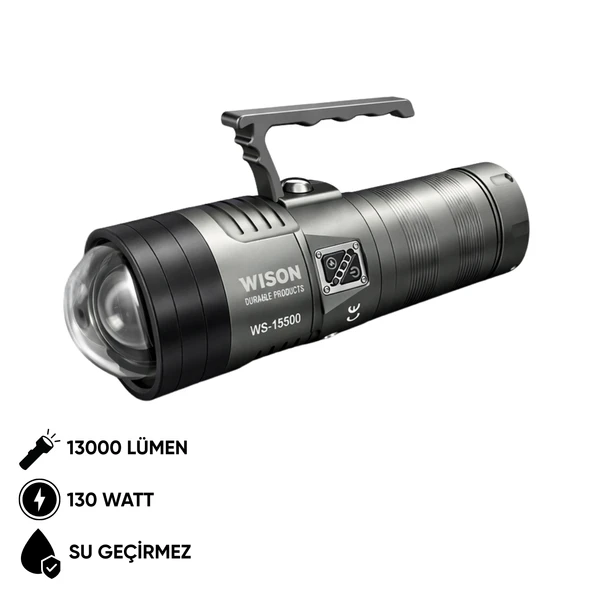 Şarj Edilebilir El Feneri - Wison - 13000 Lümen - 130 Watt (WS-15500) ürün görseli 1