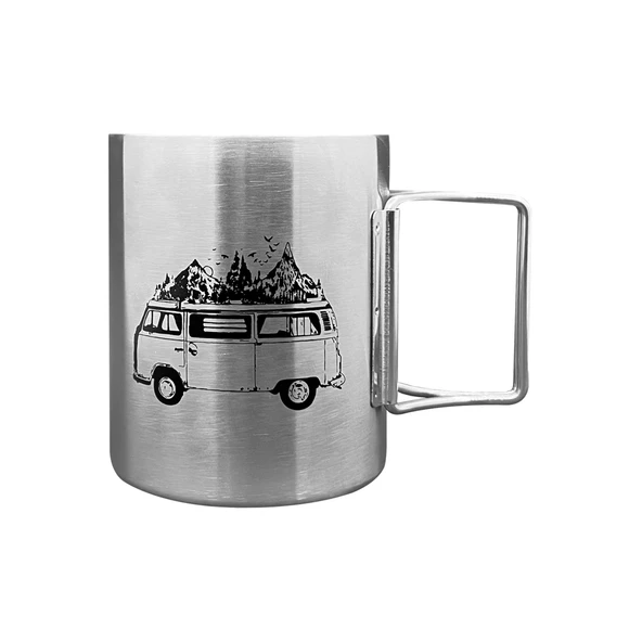 Katlanabilir Saplı Çelik Kupa Bardak - Orcamp - 180 ml - Karavan (OUT-1800) ürün görseli 1