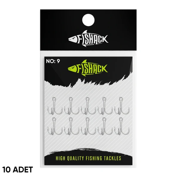Üçlü İğne - Nikel Üçlü Kanca - Fishack 3210 - 10 Adet -  No: 9 ürün görseli 1