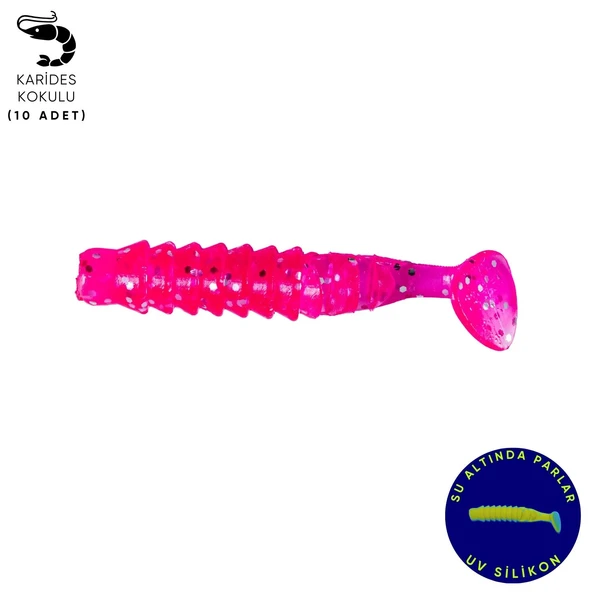 Silikon Kurt Yem - 1,5g 45mm - Fishack - 10 Adet - UV Silikon - Pembe ürün görseli 1