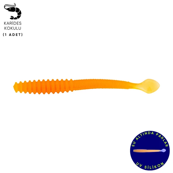 Silikon Kurt Yem - 2,2g 87mm - Fishack Wormix - Orange ürün görseli 1