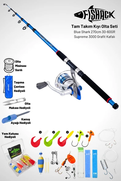 Tam Takım Kıyı Olta Seti - 270cm Kamış 30-60GR / 3000'lik Supreme Olta Makinesi ürün görseli 1