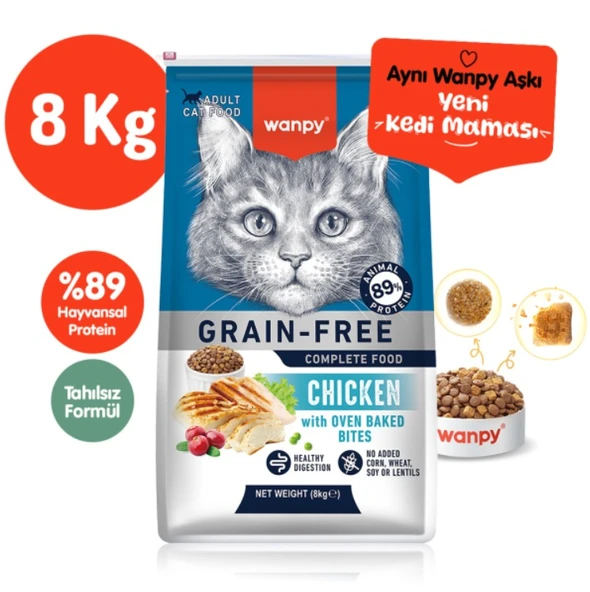 Wanpy Tahılsız Adult Tavuklu Yetişkin Kedi Maması 8 Kg ürün görseli 1