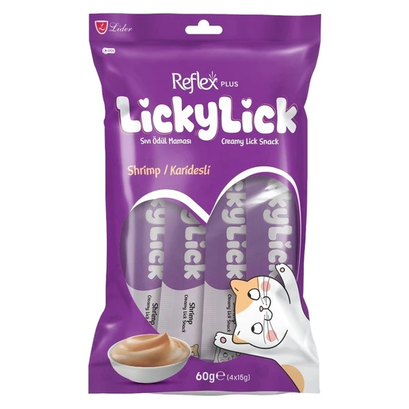 Reflex Plus Licky Karidesli Sıvı Kedi Ödül Maması 4x15 g ürün görseli 1