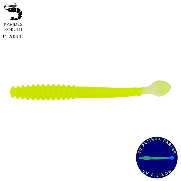 Silikon Kurt Yem - 2,2g 87mm - Fishack Wormix - Fluo Green ürün görseli 1