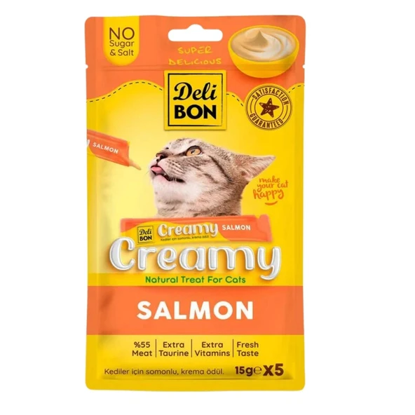 Kedi Ödül Maması - Creamy - Somonlu - 15 gr 5'li - Delibon ürün görseli 1
