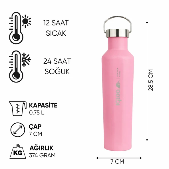 Çelik Mug Termos - Igloo - Pentagon - 750ml - Pembe - 205792 - Resim 6