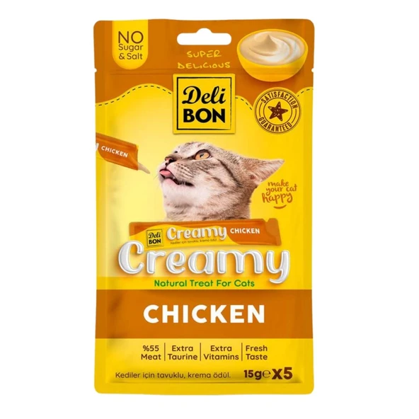 Kedi Ödül Maması - Creamy - Tavuklu - 15 gr 5'li - Delibon ürün görseli 1