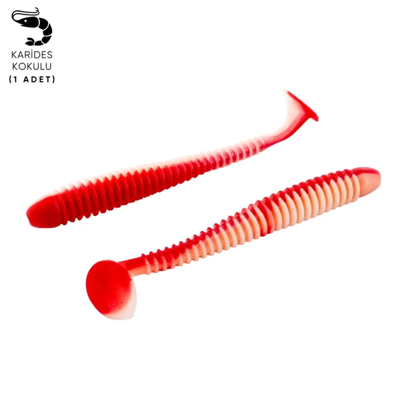 Silikon Kurt Yem - 4,2g 105mm - Turna/Levrek Silikonu - 1 Adet - Kırmızı/Beyaz ürün görseli 1