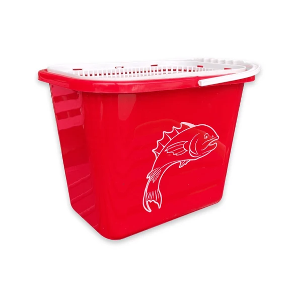 Balıkçı Kovası - 15 lt - Fishack - Süzgeçli - Kırmızı (Kod 179) ürün görseli 1