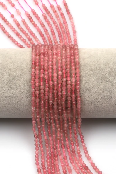 Pembe Kuvars Doğal Taş Dizi 3 mm Fasetli Küre Kesim - DZ-1315 ürün görseli 1