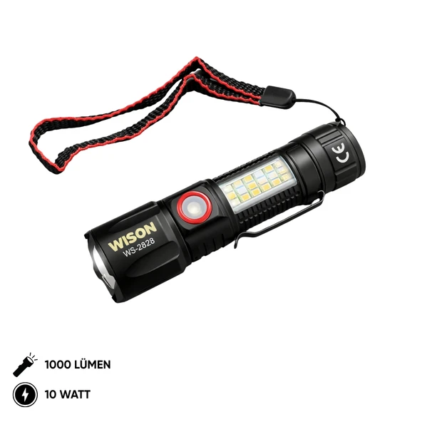 USB Şarj Edilebilir El Feneri - Wison - 1000 Lümen - 10 Watt - (WS-2828) ürün görseli 1