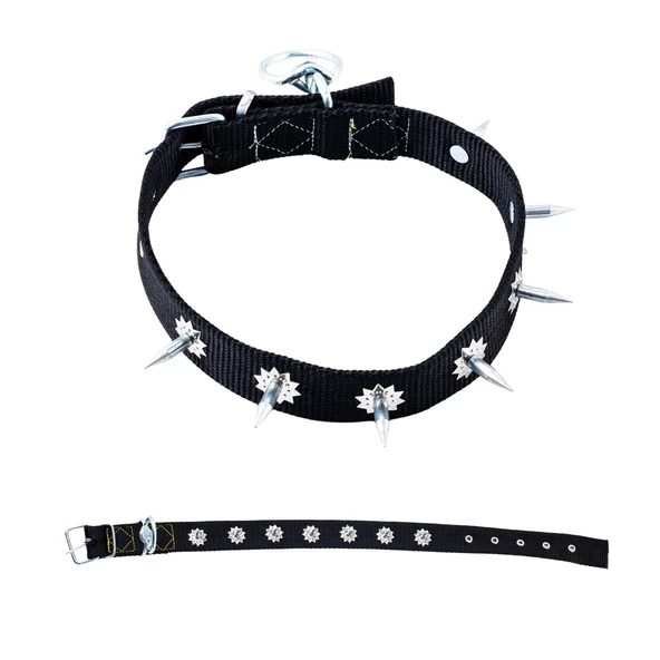 Dokuma Çivili Köpek Boyun Tasması - 4*70 cm - Siyah ürün görseli 1