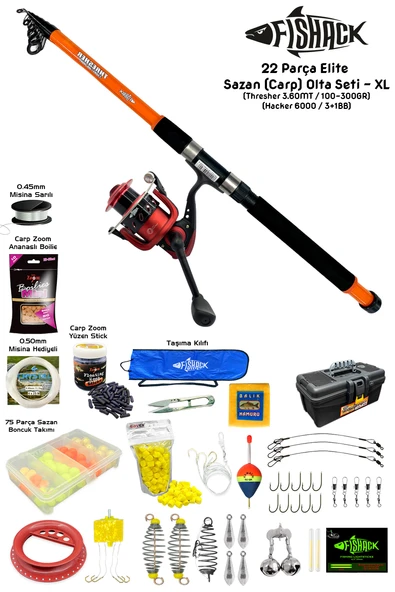 Fishack 23 Parça Elite Sazan (Carp) Olta Seti XL - 3.60MT / 100-300GR ürün görseli 1