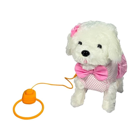 PFT-B025 PELUŞ TASMALI YÜRÜYEN KÖPEK PEMBE -VRD ürün görseli 1