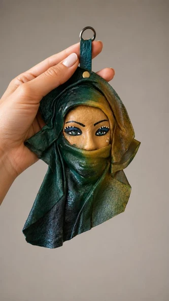 El Yapımı Deri Maske Duvar Süsü Bohem Ev Dekoru ürün görseli 1