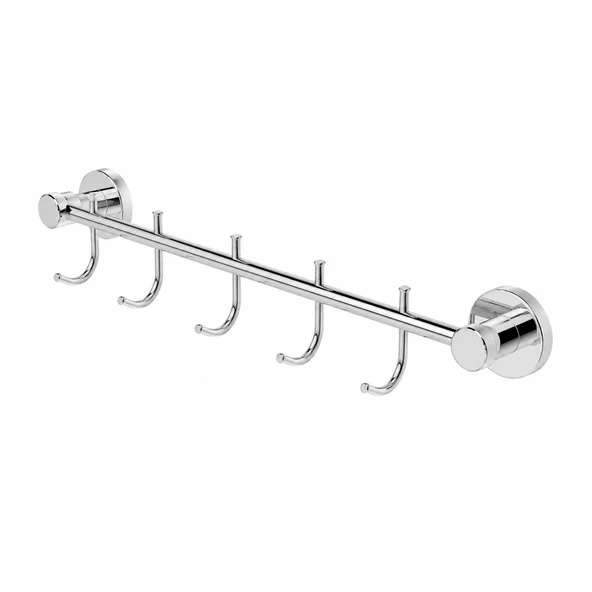 (1 Adet) Dual Serisi Krom Renk 5'li Kanca Askılık Lavabo Banyo Dayanıklı Metal Bornoz Askısı ürün görseli 1