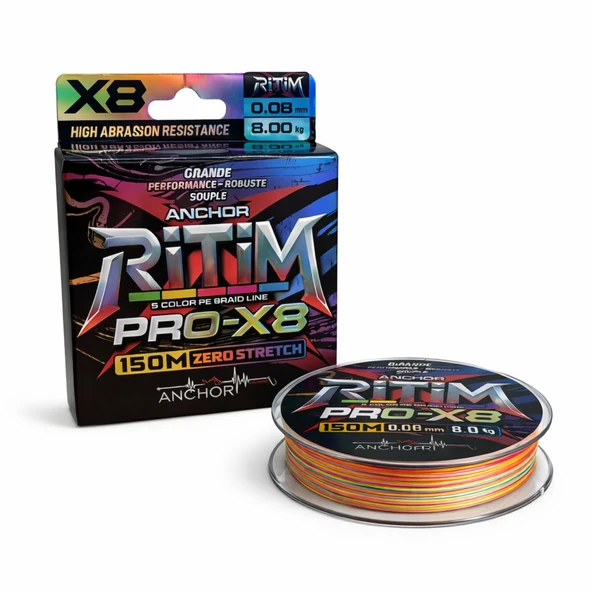 İp Örgü Misina - 8 Kat - Anchor Ritim X8 - 150mt - Ebruli - 0.08mm ürün görseli 1