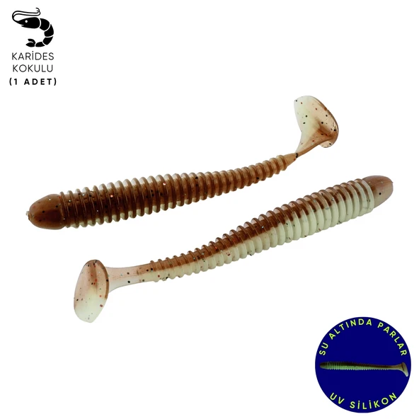 Silikon Kurt Yem - 4,2g 105mm - Turna/Levrek Silikonu - 1 Adet - Yeşil/Kahve ürün görseli 1