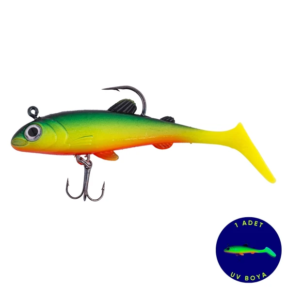 Silikon Balık - 15g 100mm - Üçlü İğneli - Fishack - UV Boyalı - Liechen ürün görseli 1