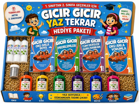 1. Sınıftan 2.Sınıflara Geçenler İçin Gıcır Gıcır Tatilde Derslerimi Tekrar Ediyorum Hediye Seti ürün görseli 1