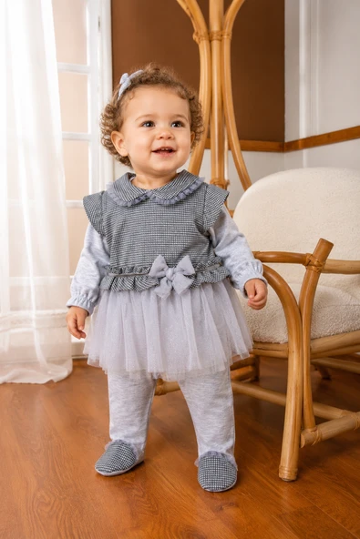 Özel Tasarım Kız Bebek Etekli Tulum Quenn Collection Yenidoğan Bebek Hediyesi 14030 ürün görseli 1