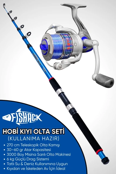 Hobi Kıyı Olta Takımı - 270cm 30-60gr Kamış + 3000'lik Olta Makinesi (XA4+BL300) ürün görseli 1