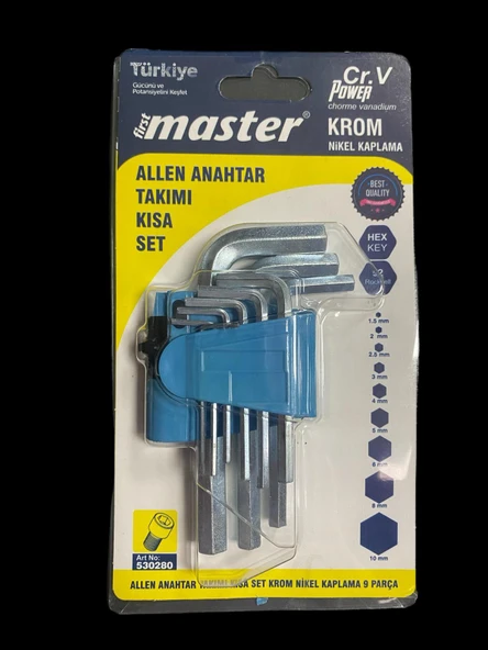 MASTER  ALLEN ANAHTARI KISA 9 PARÇA KROM-NİKEL ürün görseli 1