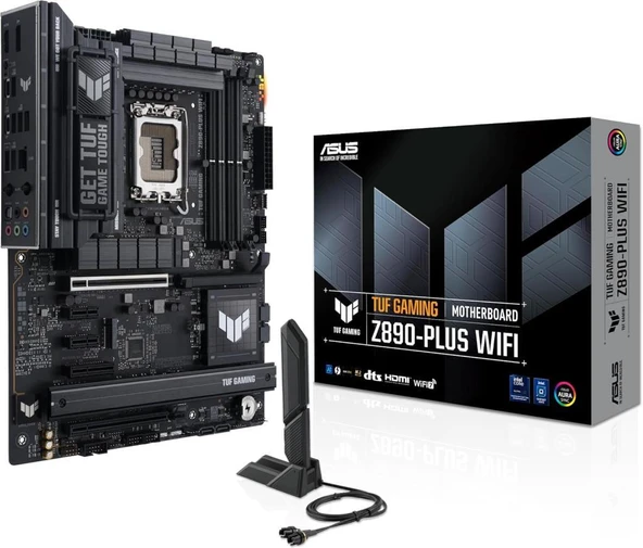 ASUS TUF GAMING Z890-PLUS WIFI Intel Z890 LGA1851 DDR5 9066 DP HDMI USB4 4x M2 USB3.2 WiFi 7 + BT AURA RGB 2.5Gbit LAN ATX 16+1+2+1 Güç Aşamaları, Thunderbolt 4, Anakart ürün görseli 1