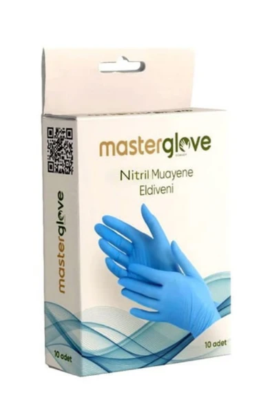 MASTER GLOVE NİTRİL ELDİVEN PUDRASIZ MAVİ 10'LU ürün görseli 1