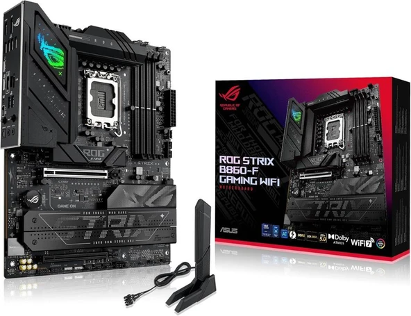 ASUS ROG Strix B860-F Gaming WiFi ATX anakart, Gelişmiş AI PC'ye hazır, 16+1+2+1 güç aşamaları, DDR5 yuvaları, PCIe 5.0, dört M.2 yuvası, WiFi 7, Aura Sync RGB aydınlatma ürün görseli 1