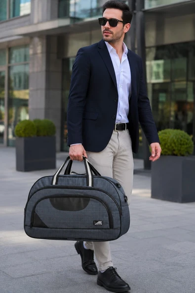 SR-08 UNISEX HAVLU KUMAŞ HOSTES VALİZ SEYAHAT TATİL SPOR HASTANE ÇOK GÖZLÜ EL VE OMUZ LACİVERT ürün görseli 1