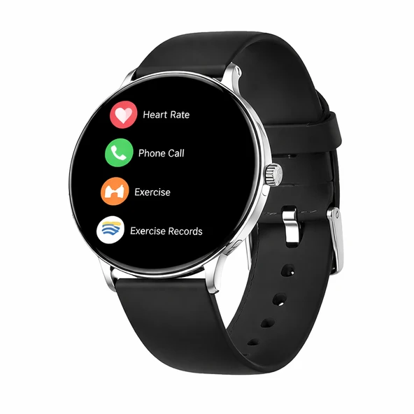 HainoTeko-27 Waterproof Akıllı Saat AMOLED Ekran Bluetooth Arama 3 Kordon Set Gümüş ürün görseli 1