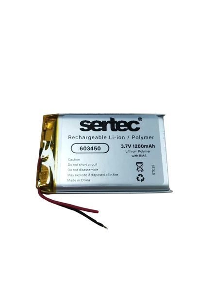 Sertec 603450 3.7v 1200 Mah Li-polymer Pil (devreli/1.5a) ürün görseli 1