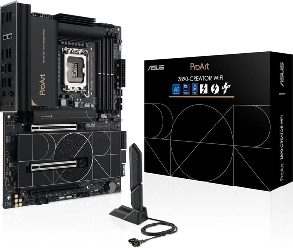ASUS Proart Z890-Creator Wifi Intel Z890 Lga1851 Ddr5 9066 Hdmi 2Xthunderbolt 5 1Xusb4 5X M2 Usb3.2 Wifi 7, Thunderbolt 5, ASUS Control Center Express Anakart Teşhir ürün görseli 1
