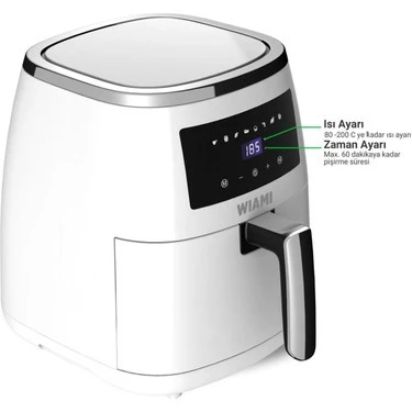 Wiami Airfryer 5 Litre Akıllı Yağsız Sepetli Hava Fritözü ürün görseli 1