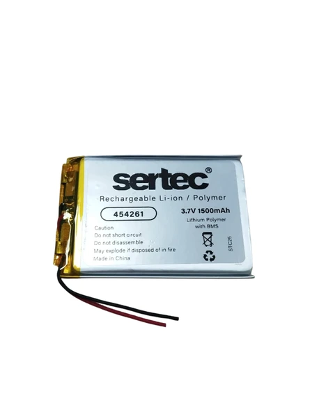 Sertec 454261 3.7v 1500 Mah Li-polymer Pil (devreli/1.5a) ürün görseli 1
