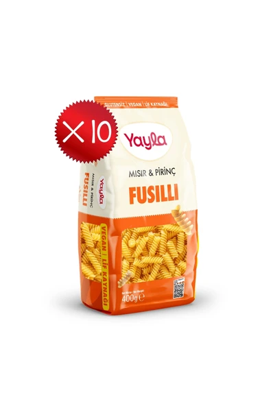 Yayla Mısır ve Pirinç Fusilli Makarna 400 g x10 ürün görseli 1