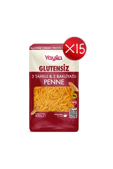 Yayla Glutensiz 3 Tahıllı ve 2 Bakliyatlı Penne Makarna 400 g x15 ürün görseli 1