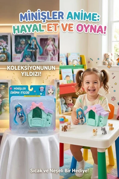 Minişler Anime 4 Parça Işıklı Toplu Köpek Kulübeli Miyora Anime Kızlı Oyuncak Figür Seti ürün görseli 1