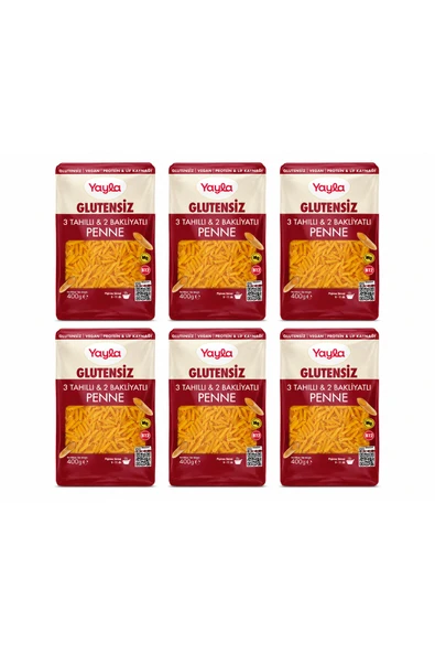 Yayla Glutensiz 3 Tahıllı & 2 Bakliyatlı Penne Makarna 400 Gr x 6’lı Avantaj Paketi | Protein & Lif Kaynağı ürün görseli 1