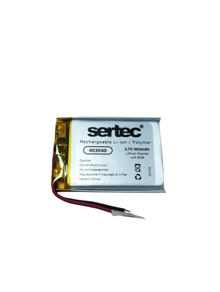 Sertec 403040 3.7v 450 Mah Li-polymer Pil (devreli/1.5a) ürün görseli 1