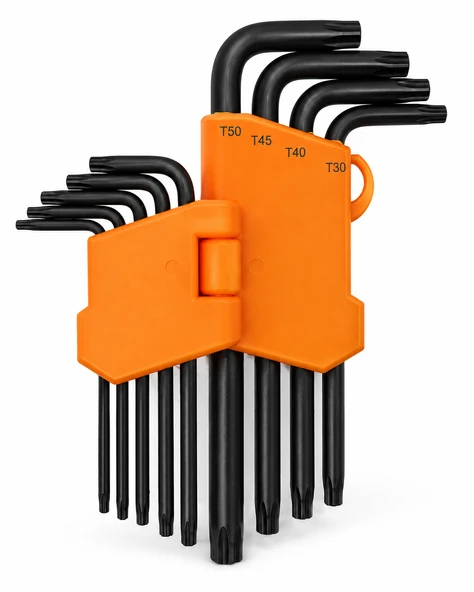 Torx Allen Alyan Anahtar Takımı Uzun Boy 9 Parça T10-T50 Delikli El Aleti Seti Vida Sıkma Sökme ürün görseli 1