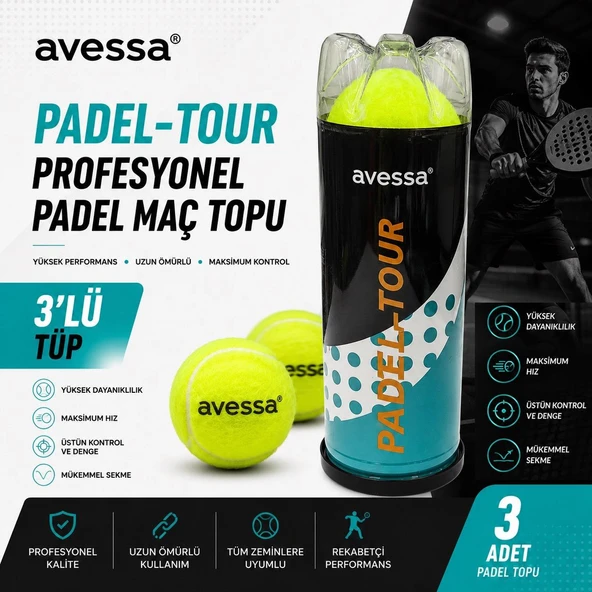 Avessa Padel-Tour Profesyonel Padel Maç Topu 3lü ürün görseli 1