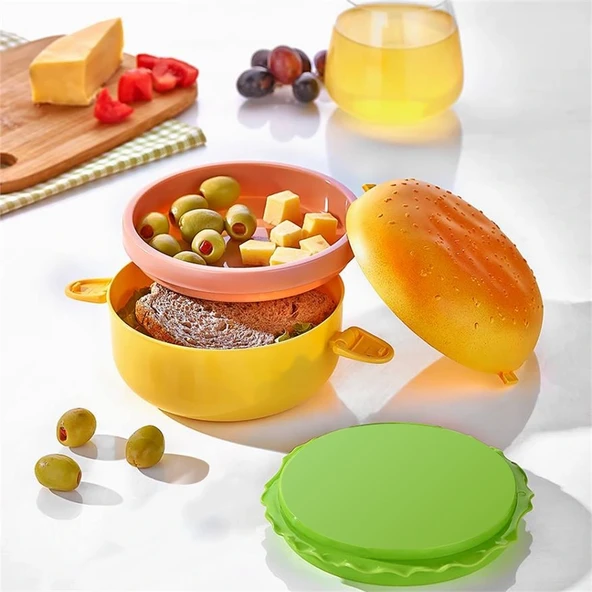 Hamburger Görünümlü Beslenme Ve Saklama Kabı ürün görseli 1