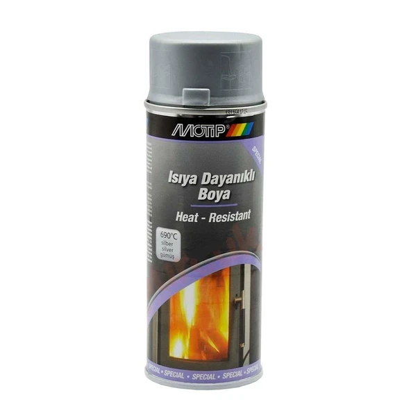 Motip Gümüş Gri 690° Derece Isıya Dayanıklı Yanmaz Sprey Boya 400 ML ürün görseli 1